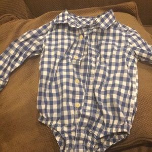 BabyGap blue check button down bodysuit 12-18month